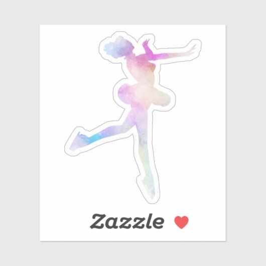 Waterverf ijsschaatsen sticker (Vel)