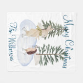 Waterverf IJsvederdieren Fleece Deken (Voorkant (Horizontaal))