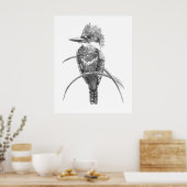 Waterverf IJsvogel Vogel Natuur Kunst Poster (Keuken)