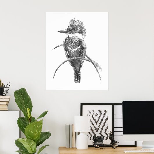 Waterverf IJsvogel Vogel Natuur Kunst Poster (Thuiskantoor)