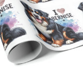 Waterverf Ik hou van mijn berner berghond Cadeaupapier (Rol Hoek)