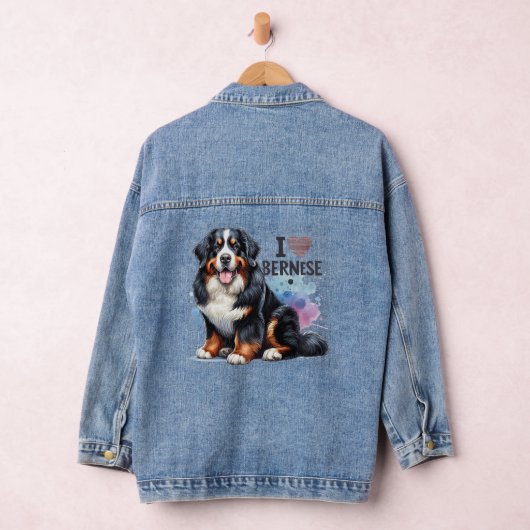 Waterverf Ik hou van mijn berner berghond Denim Jacket (Hangar)