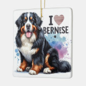 Waterverf Ik hou van mijn berner berghond Keramisch Ornament (Links)