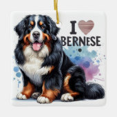 Waterverf Ik hou van mijn berner berghond Keramisch Ornament (Voorkant)