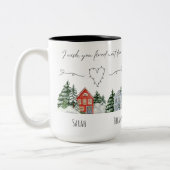 Waterverf Ik wou dat je naast de deur leefde aande Tweekleurige Koffiemok (Links)