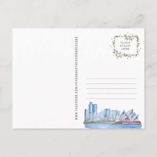 Waterverf Illustrated Map of Australië Briefkaart (Achterkant)