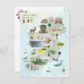 Waterverf Illustrated Map of Ireland Art Briefkaart (Voorkant / Achterkant)