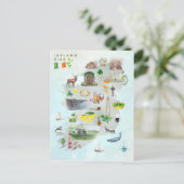 Waterverf Illustrated Map of Ireland Art Briefkaart (Staand voorkant)