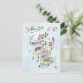 Waterverf Illustrated Map of Scotland Art Briefkaart (Staand voorkant)