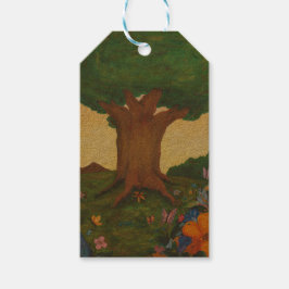 Waterverf Illustratie Boom Leven Fantasy Kunst Lie Cadeaulabel