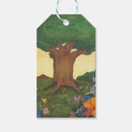 Waterverf Illustratie Boom Leven Fantasy Kunst Lie Cadeaulabel (Voorkant)