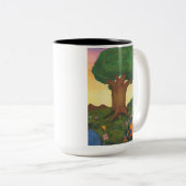 Waterverf Illustratie Boom Leven Fantasy Kunst Lie Tweekleurige Koffiemok (Voorkant rechts)