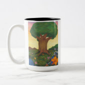 Waterverf Illustratie Boom Leven Fantasy Kunst Lie Tweekleurige Koffiemok (Links)