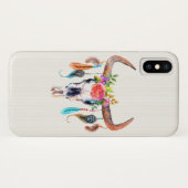 Waterverf Illustratie Bull Skull Beige Tribal Case-Mate iPhone Case (Achterkant (horizontaal))