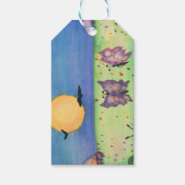 Waterverf illustratie Butterflies Love Couple Cadeaulabel