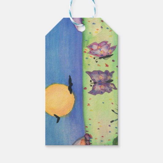 Waterverf illustratie Butterflies Love Couple Cadeaulabel (Voorkant)