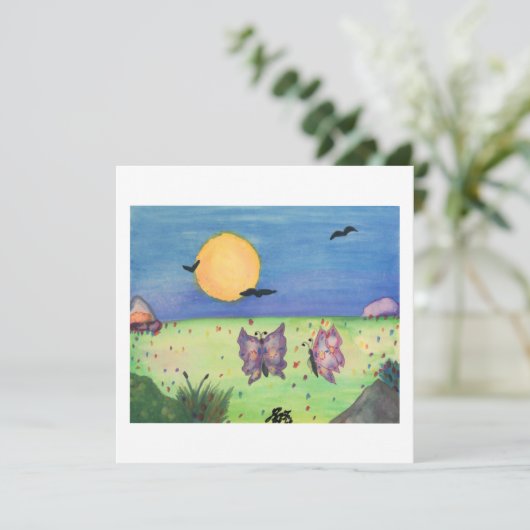 Waterverf illustratie Butterflies Love Couple Kaart (Staand voorkant)
