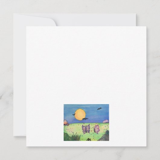 Waterverf illustratie Butterflies Love Couple Kaart (Achterkant)