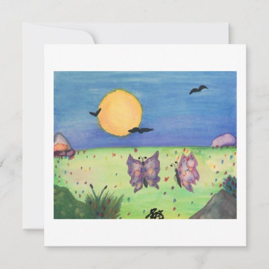 Waterverf illustratie Butterflies Love Couple Kaart (Voorkant)