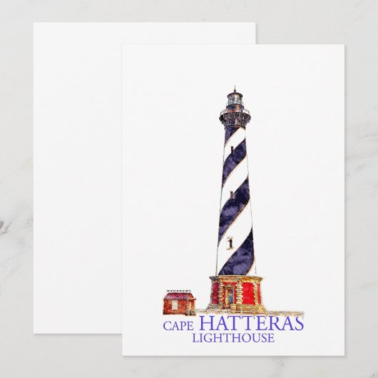 Waterverf Illustratie Cape Hatteras Vuurtoren Bedankkaart (Voorkant / Achterkant)