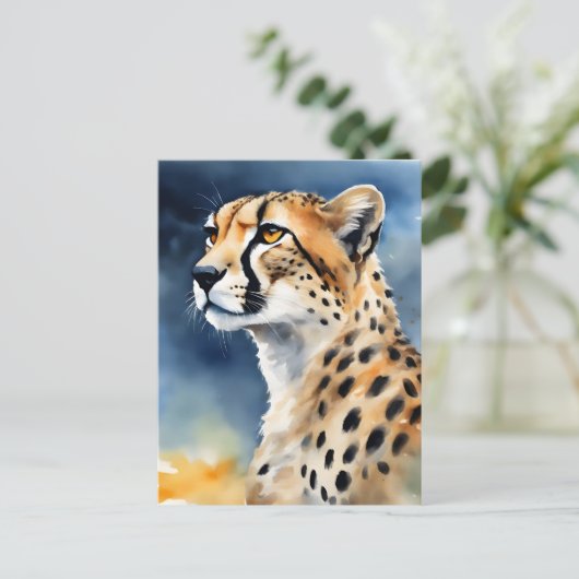 Waterverf Illustratie cheetah Briefkaart (Staand voorkant)