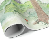 Waterverf illustratie — Fairy forest. Kinderen Cadeaupapier (Rol Hoek)