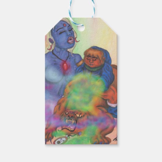 Waterverf Illustratie Fantasie Liefde Eros Ride Ca Cadeaulabel (Voorkant)