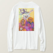 Waterverf Illustratie Fantasy Warrior rijdt op Lio T-shirt (Design achterkant)