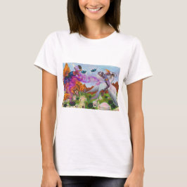 Waterverf Illustratie Fantasy Warrior rijdt op Lio T-shirt