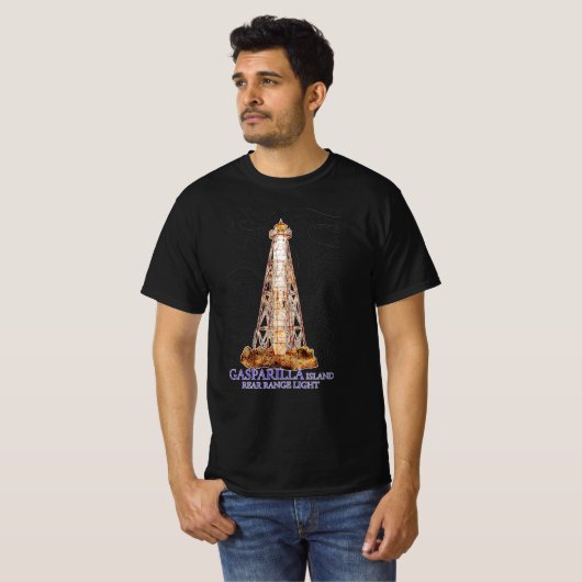 Waterverf Illustratie Gasparilla Island Licht T-shirt (Voorkant volledig)