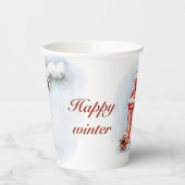 waterverf illustratie "Happy Winter" Papieren Bekers (Links)