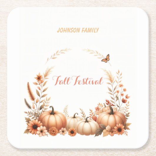 Waterverf illustratie Herfst Festival Kartonnen Onderzetters (Voorkant)