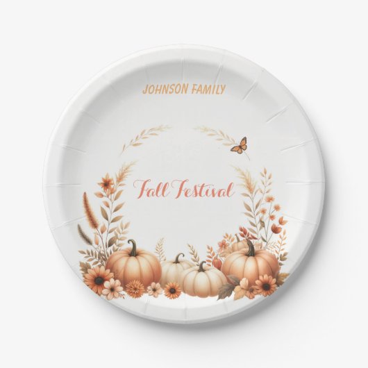 Waterverf illustratie Herfst Festival Papieren Bordje (Voorkant)