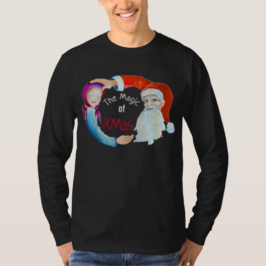 Waterverf Illustratie Magische kerstman T-shirt (Voorkant)