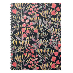 waterverf illustratie naadloze patroonbloemen m notitieboek
