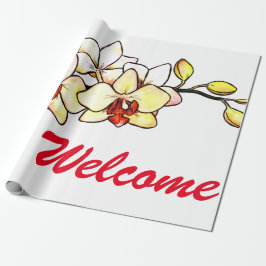 waterverf illustratie orchidee gele bloesem cadeaupapier