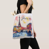 Waterverf Illustratie Paris Eiffeltoren Reizen Tote Bag (Dichtbij)