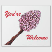 waterverf illustratie roze kerry blossom cadeaupapier (Vlak)