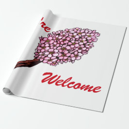 waterverf illustratie roze kerry blossom cadeaupapier