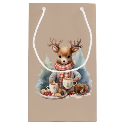 Waterverf illustratie rustiek ontwerp geschenktas klein cadeauzakje (Achterkant)