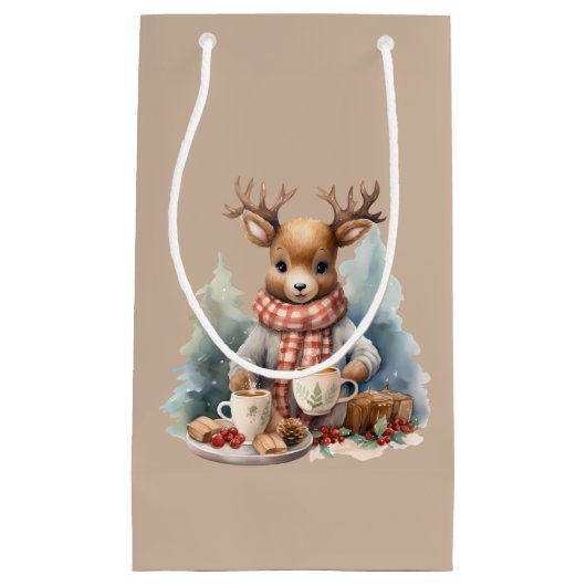 Waterverf illustratie rustiek ontwerp geschenktas klein cadeauzakje (Voorkant)