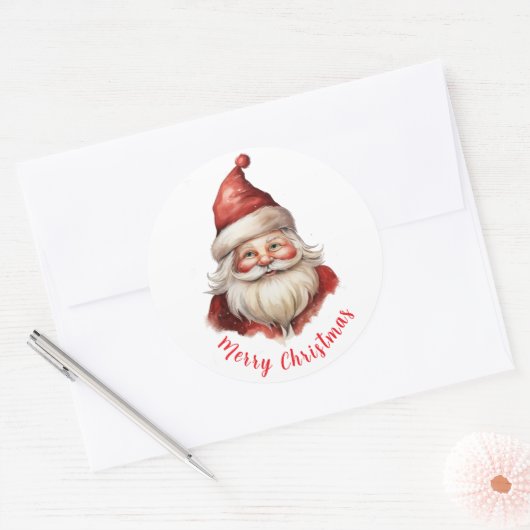 Waterverf illustratie Sinterklaas Ronde Sticker (Envelop)