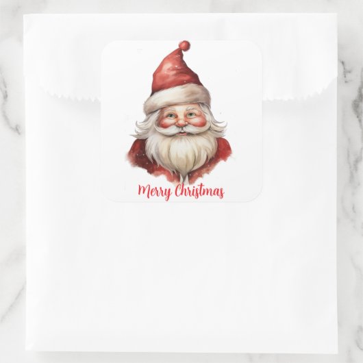 Waterverf illustratie Sinterklaas Vierkante Sticker (Tas)
