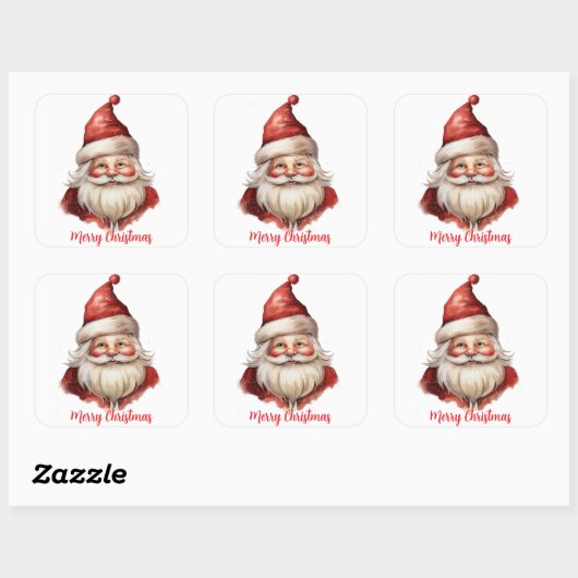 Waterverf illustratie Sinterklaas Vierkante Sticker (Vel)