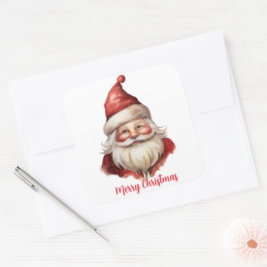 Waterverf illustratie Sinterklaas Vierkante Sticker (Envelop)