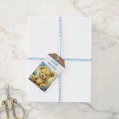 Waterverf Illustratie Teddy Bear Baby shower Cadeaulabel (Met Touw)