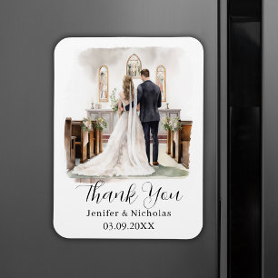 Waterverf Illustratie Trouwbedankkaart Magneet