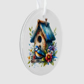 Waterverf illustratie van Birdhouse Christmas Ornament (voorkant)