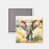 Waterverf illustratie van een olifant magneet (Voorkant / Achterkant)