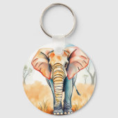 Waterverf illustratie van een olifant sleutelhanger (Achterkant)
